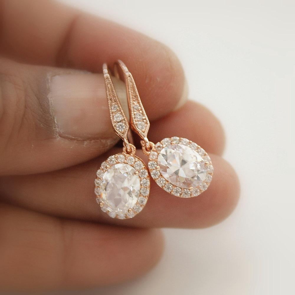 Small Rose Gold Dangle Earring-Emily