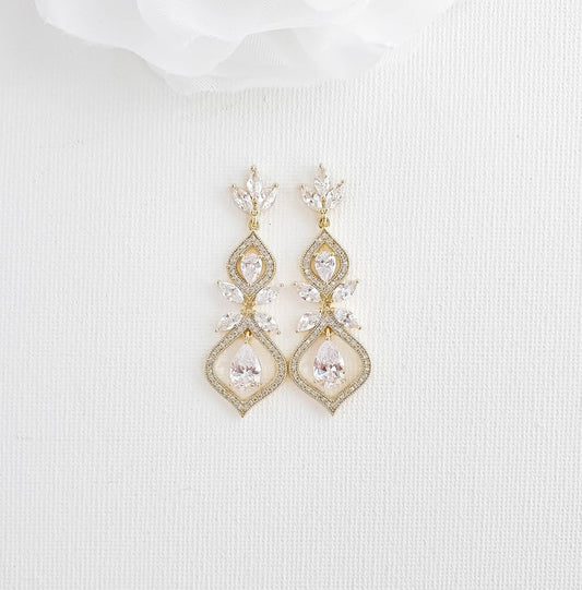 Gold Wedding Earrings for Brides- Meghan