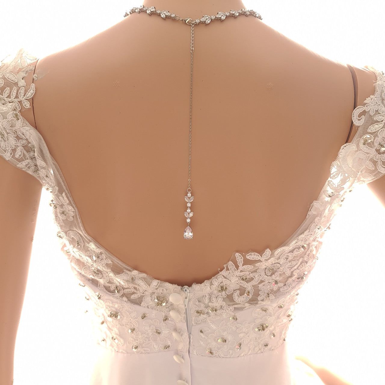 Full Crystal Wedding Necklace with Simple Backdrop Gold-Anya