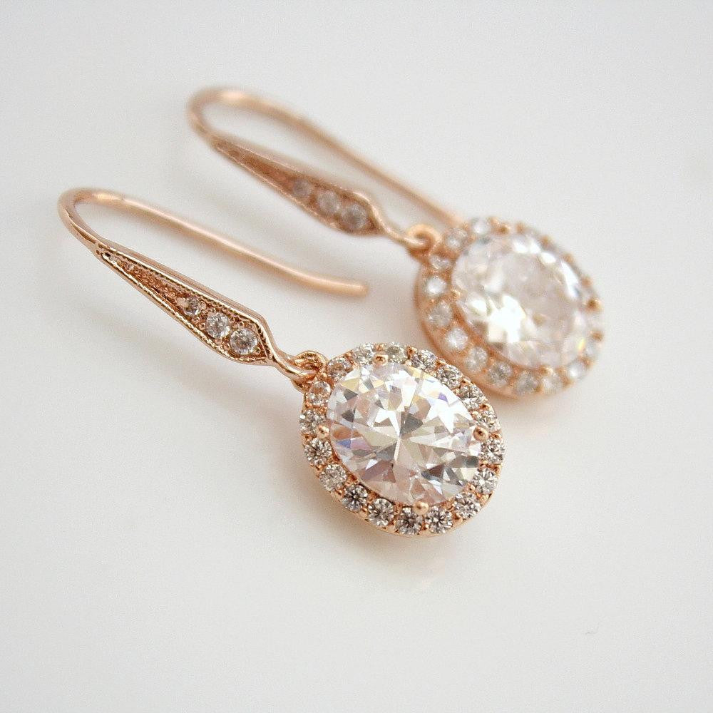 Small Rose Gold Dangle Earring-Emily
