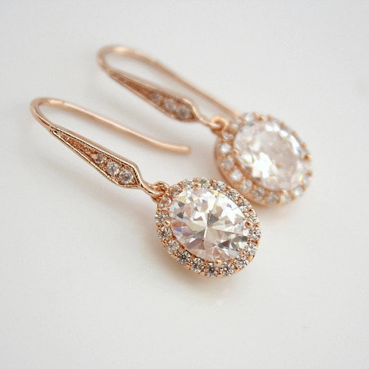 Small Rose Gold Dangle Earring-Emily