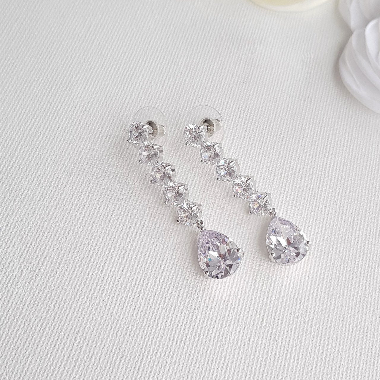 Crystal Drop Earrings-Megan