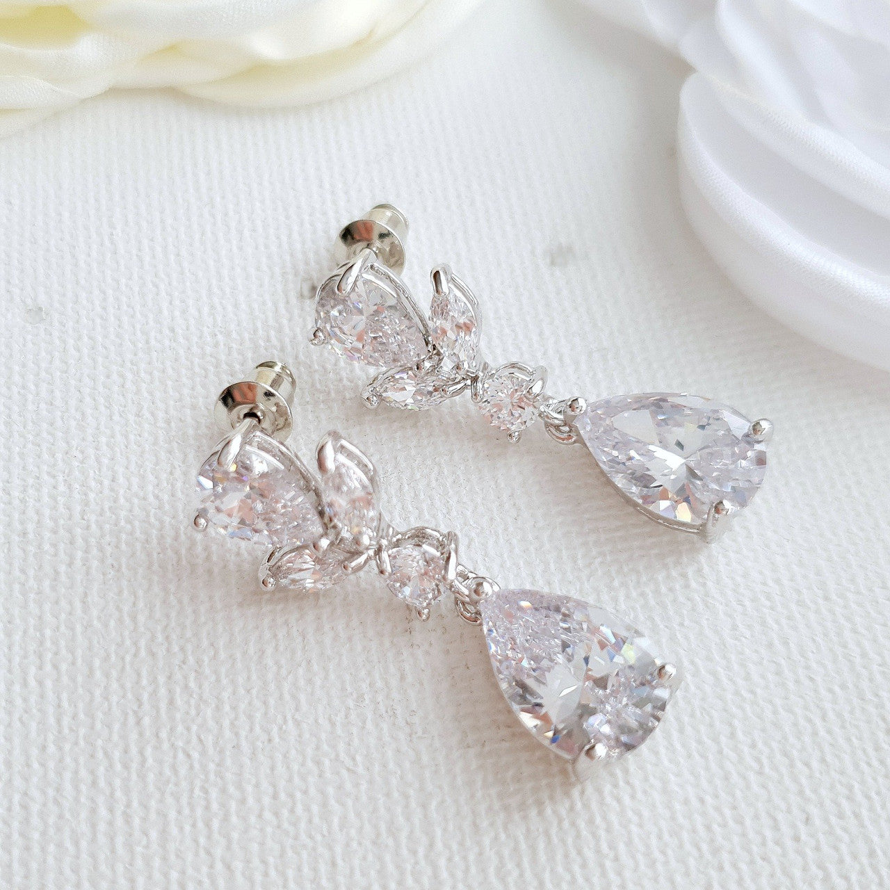 Dainty Wedding Earrings in Gold-Nicole