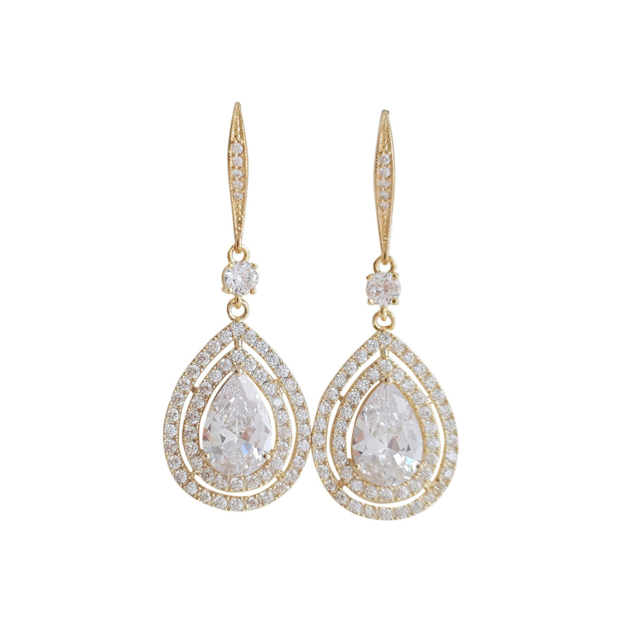 Hook Earrings With Teardrops in Gold-Joni