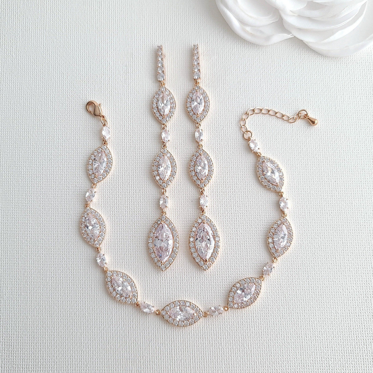 Jewellery Set with Long Drop Earrings and Bracelet- Harriet
