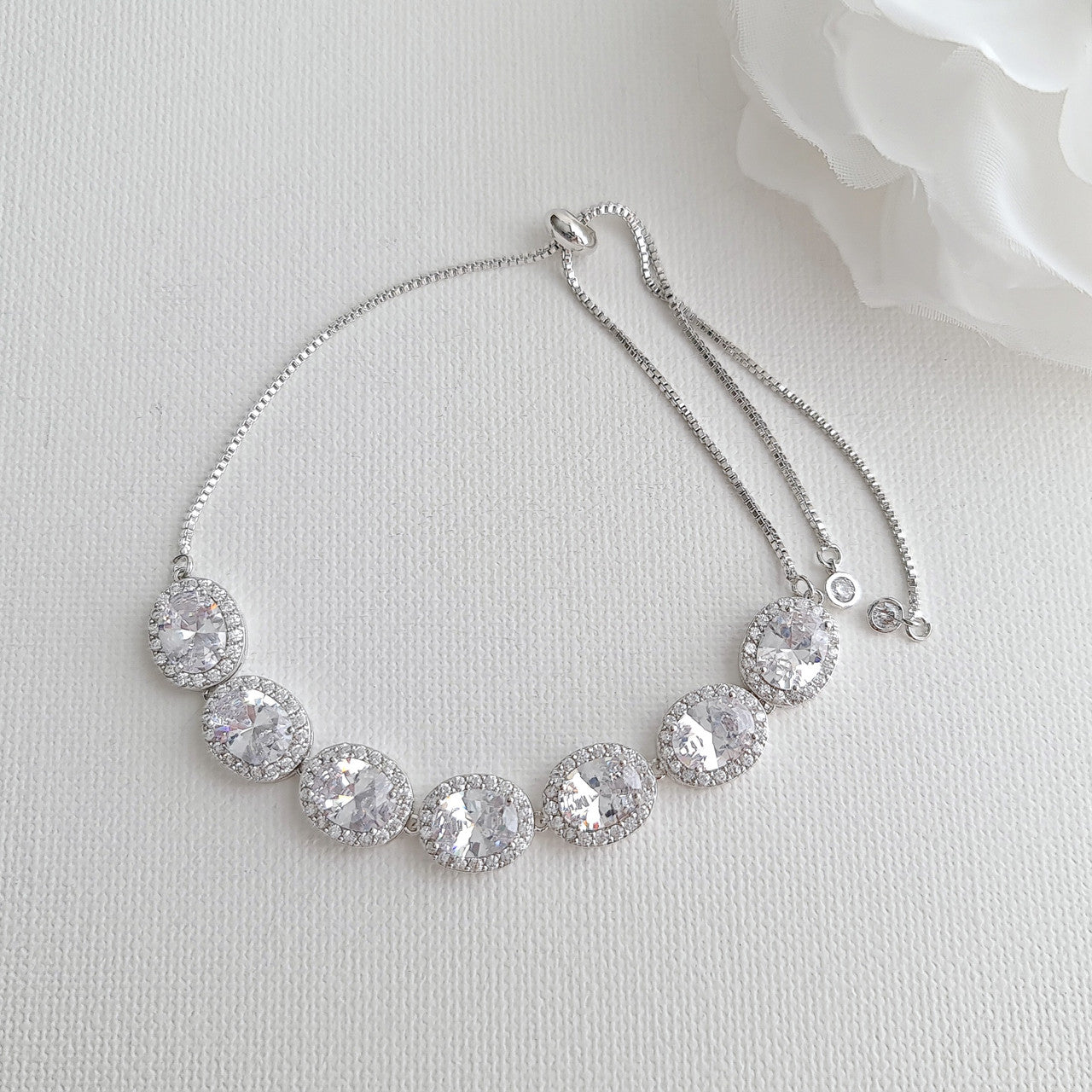 Silver and Crystal Bracelet for Weddings- Emily