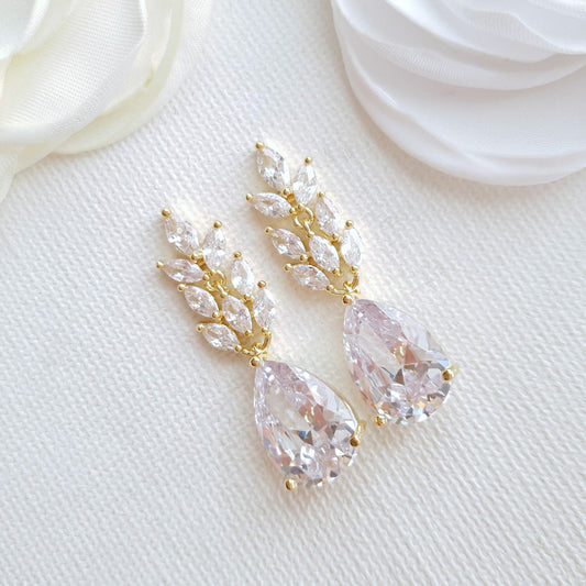 Gold Leaf Drop Earrings- Willow