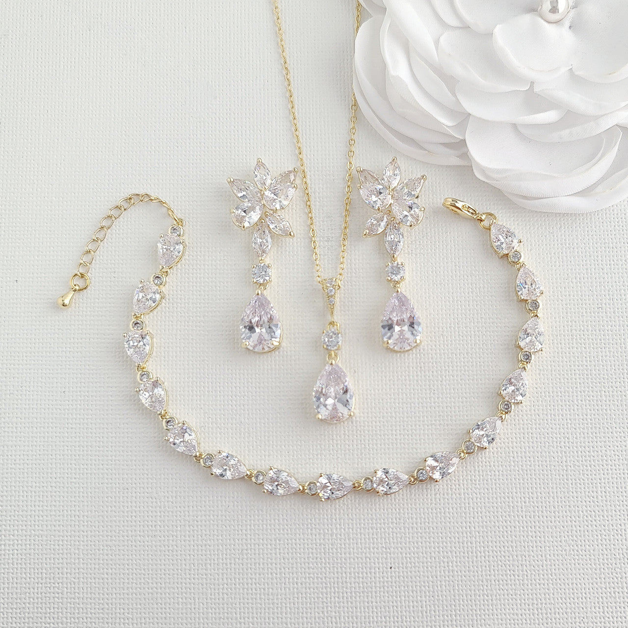 Pink Gold Wedding Jewellery Set-Ivy