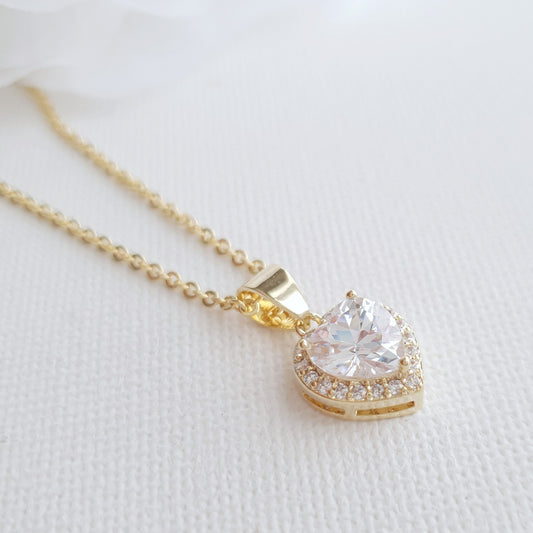 Gold Chain Heart Necklace Pendant- Diana