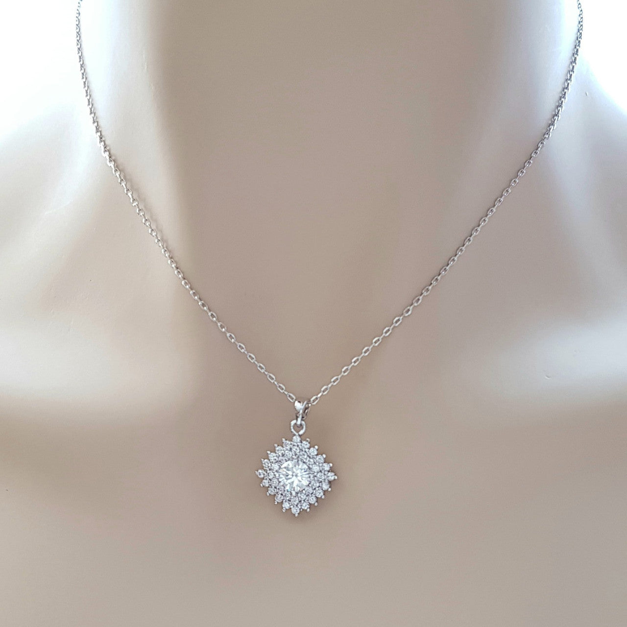 Rhombus Pendant In Cubic Zirconia-Bright