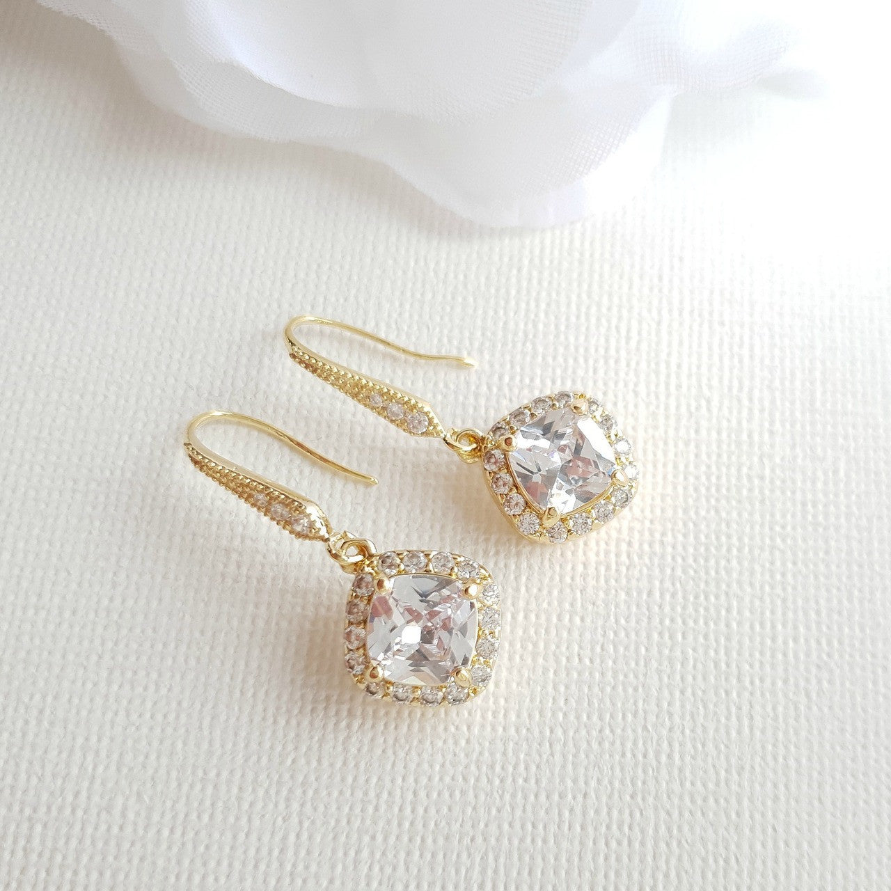 Rhombus Dangle Earrings in Rose Gold- Celia
