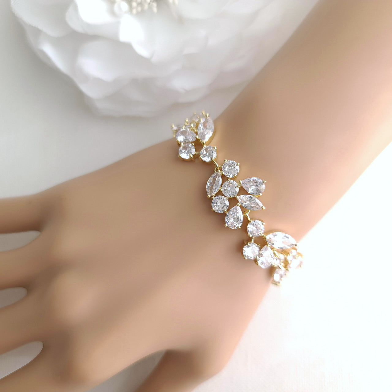 Zirconia Bridal Bracelet for Brides-Nicole