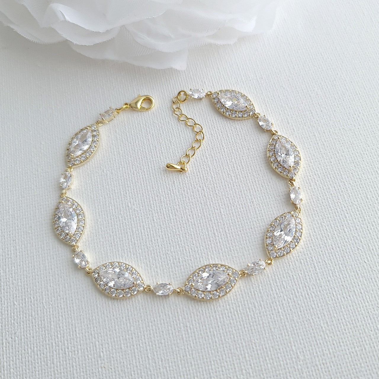14k Gold Bracelet and Long Gold Earrings Set- Harriet