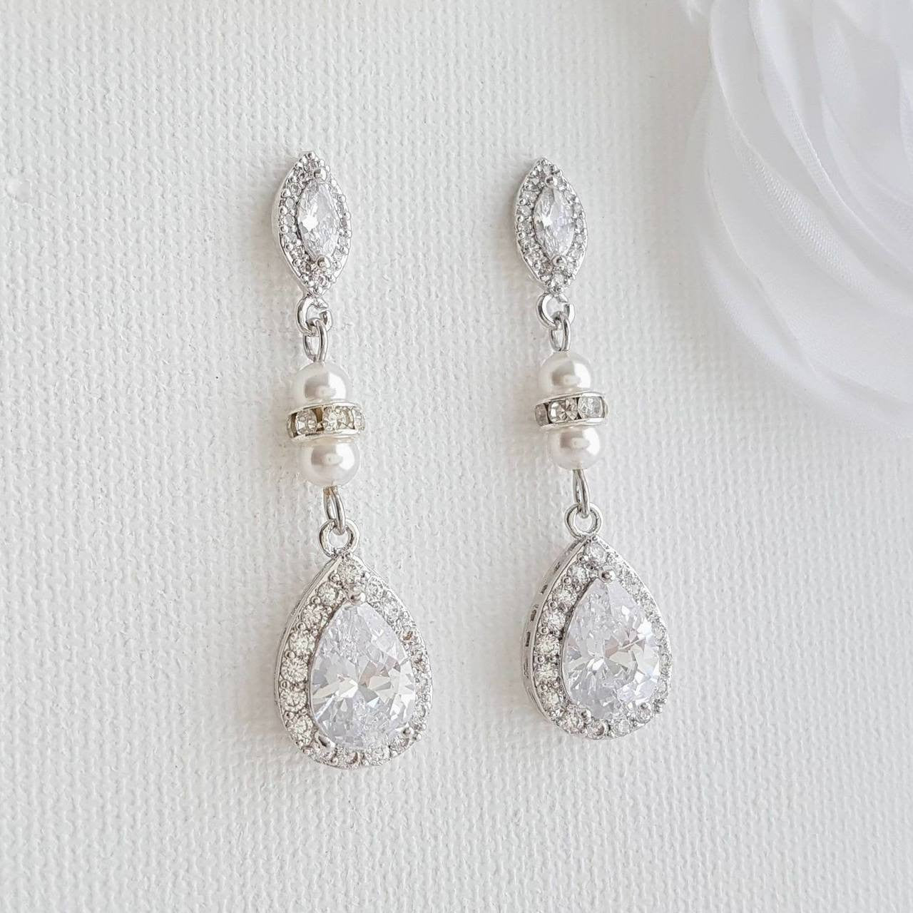 Rose Gold Drop Earrings for Bridesmaids & Weddings-Ella