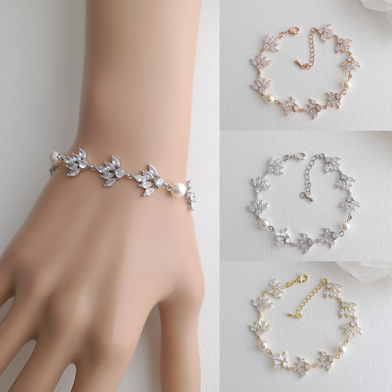 Pearl & Rose Gold Bracelet for Wedding-Rosa