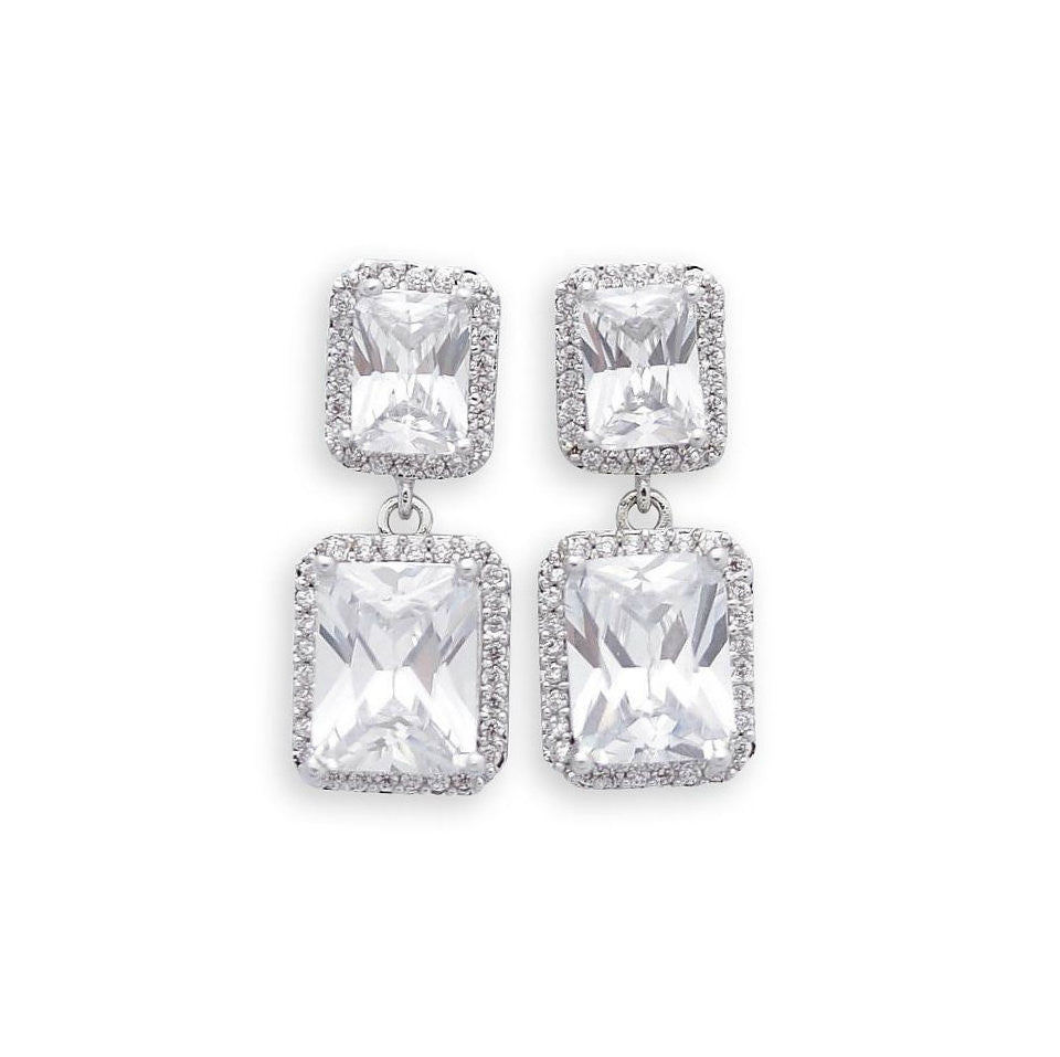 Cubic Zirconia Rectangle Drop Earring for Brides, weddings and Events