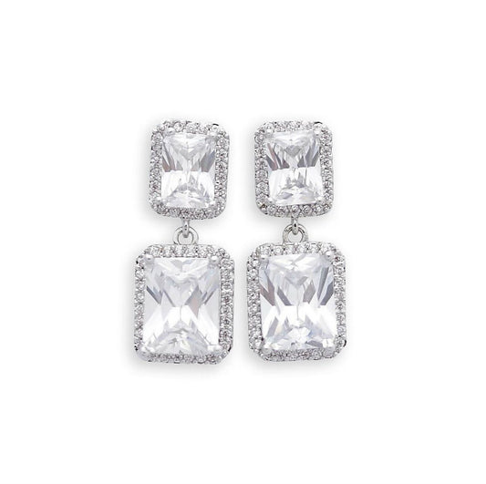 Cubic Zirconia Rectangle Drop Earring for Brides, weddings and Events