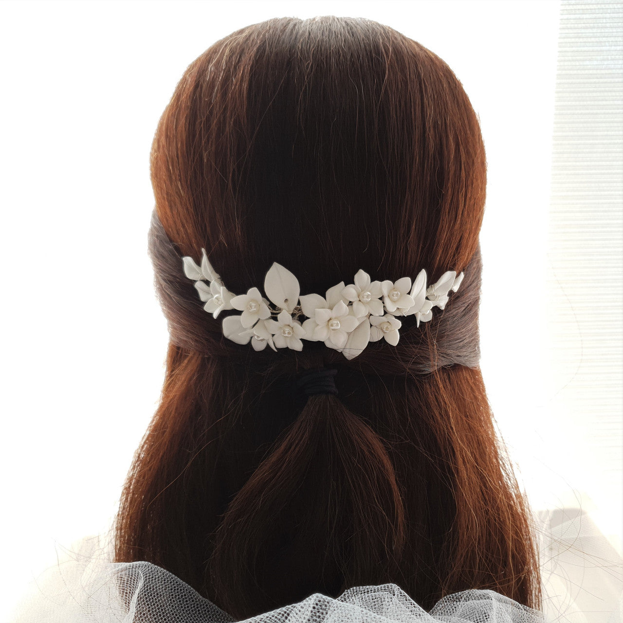 Floral Hair Comb For Brides in Rose Gold- Snow Drops