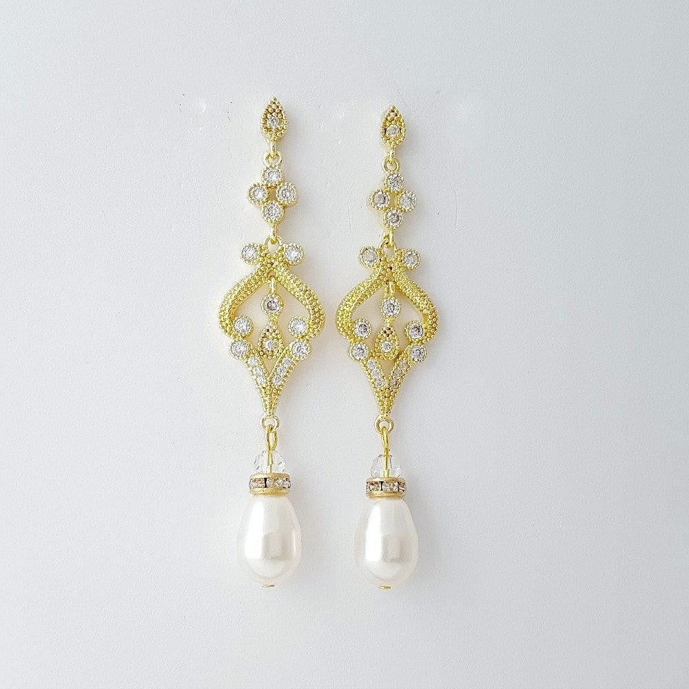 Vintage Gold Earrings-Elizabeth