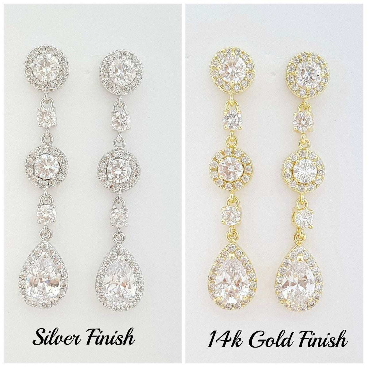 Long Rose Gold Teardrop Earrings- Reagan