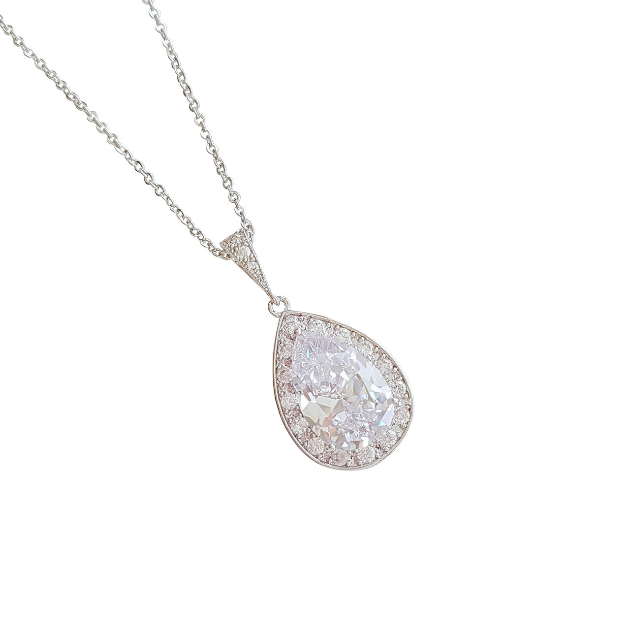 Rose Gold Teardrop Pendant Necklace for Brides & Bridesmaids-Evelyn