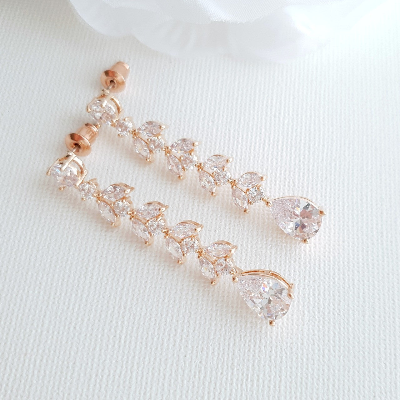 Marquise Bridal Earrings in Rose Gold- Kira