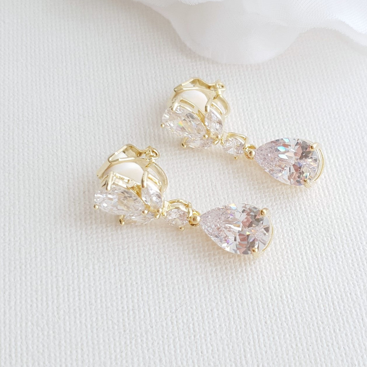 Gold Clip On Earrings for Unpierced Ears- Nicole