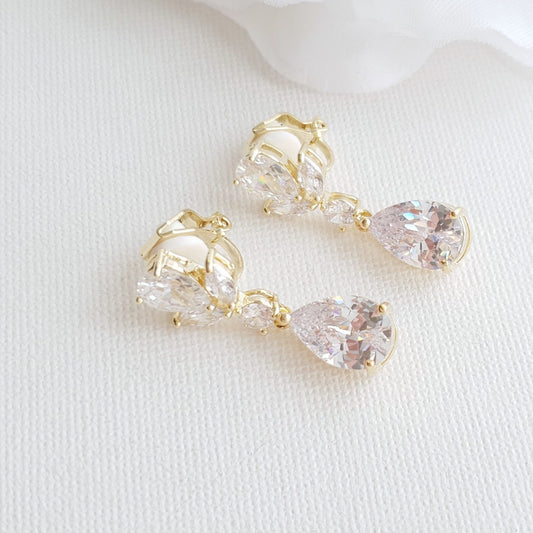 Gold Clip On Earrings for Unpierced Ears- Nicole