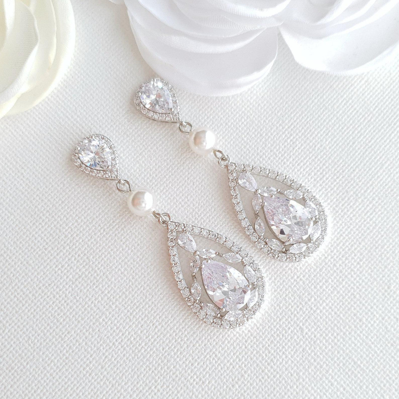 Gold Cubic Zirconia Earrings-Esther