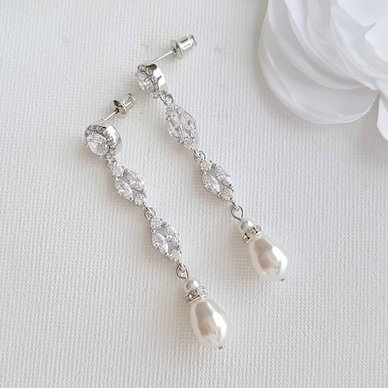 drop pearl earrings for Brides- Poetry Designs