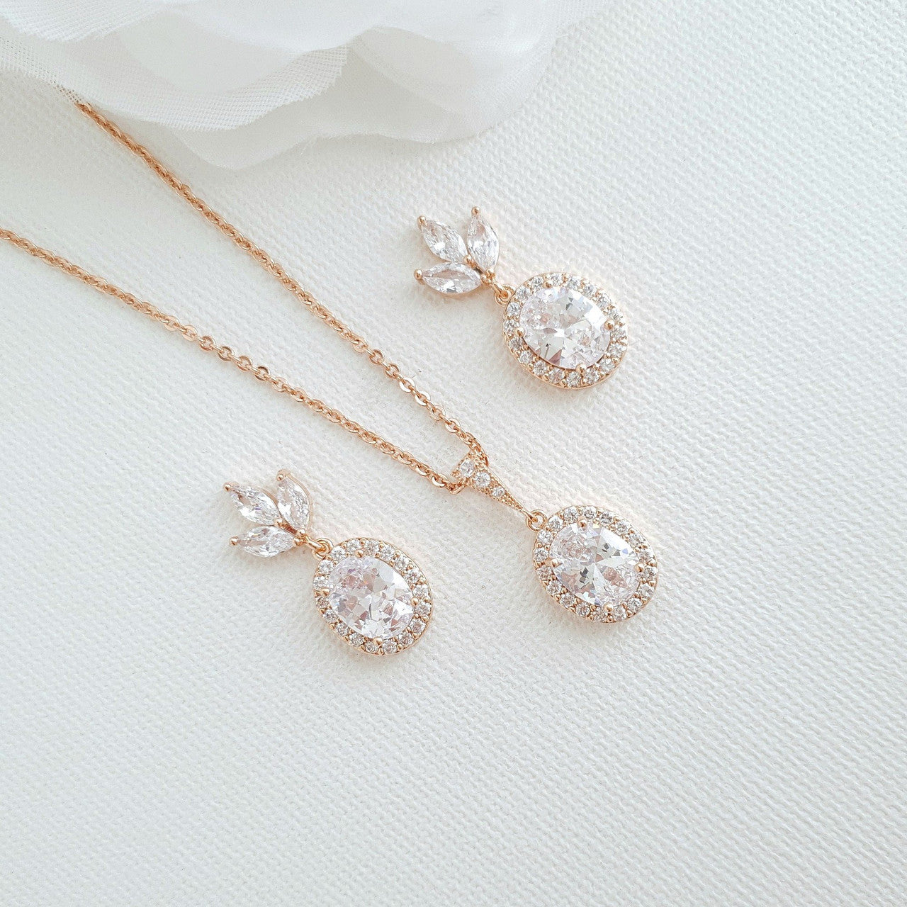 Oval Necklace Set With Matching Earrings & Bracelet- Emily