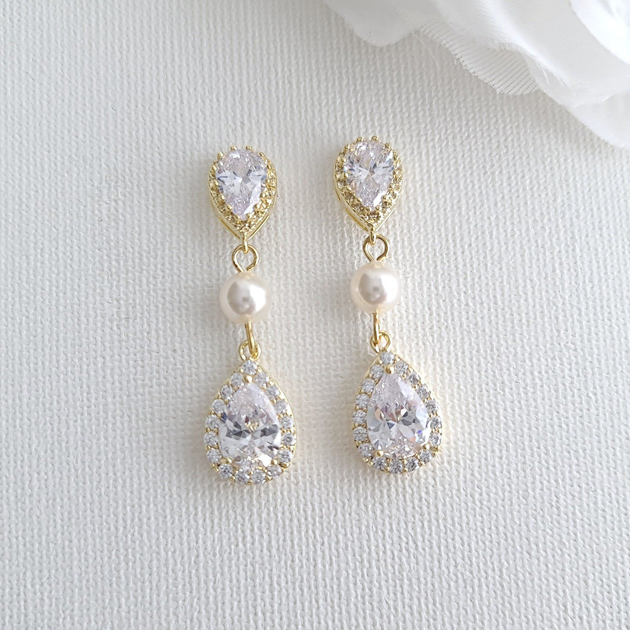 Rose gold and Pearl Earrings-Emma