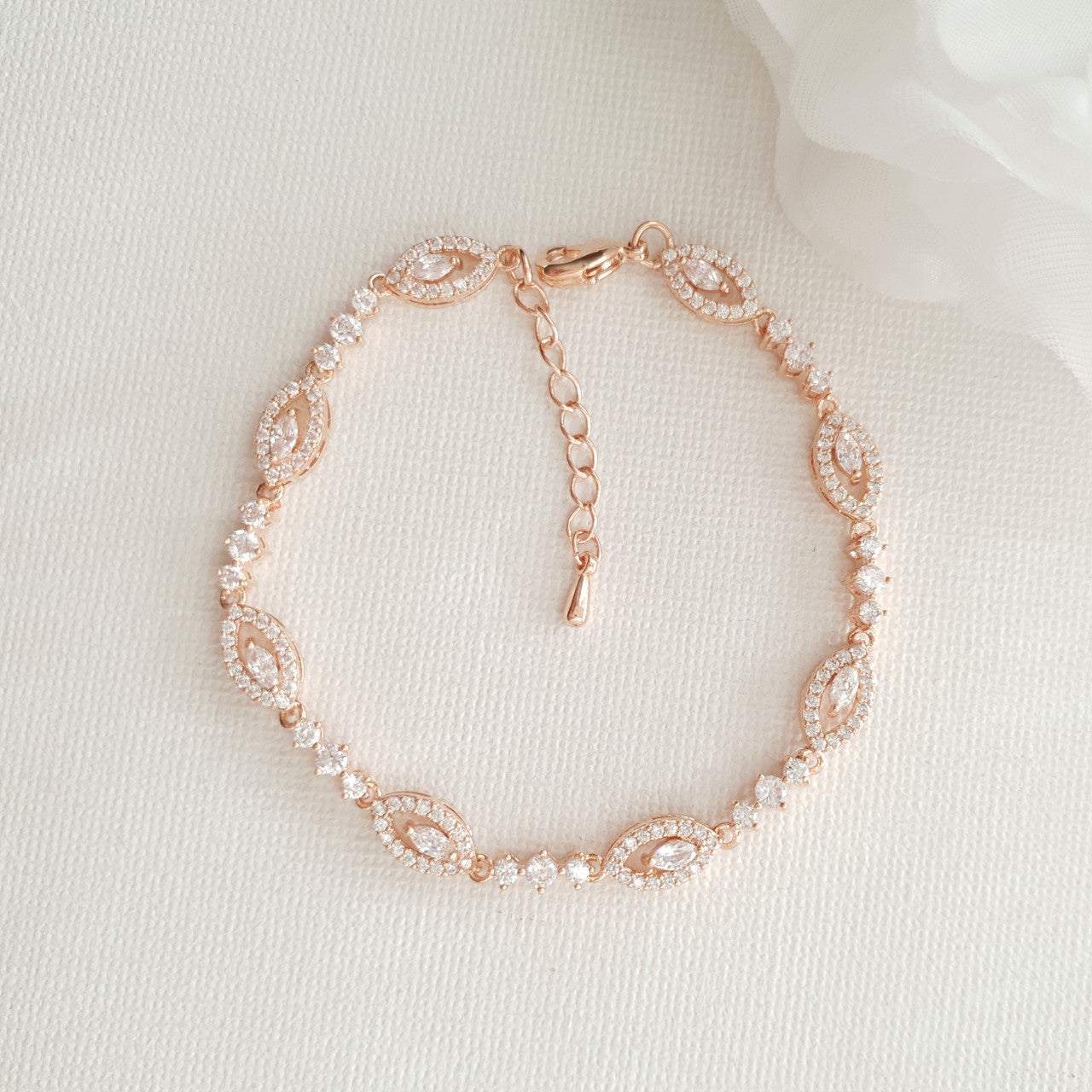 Slim Rose Gold Wedding Bracelet- Hannah