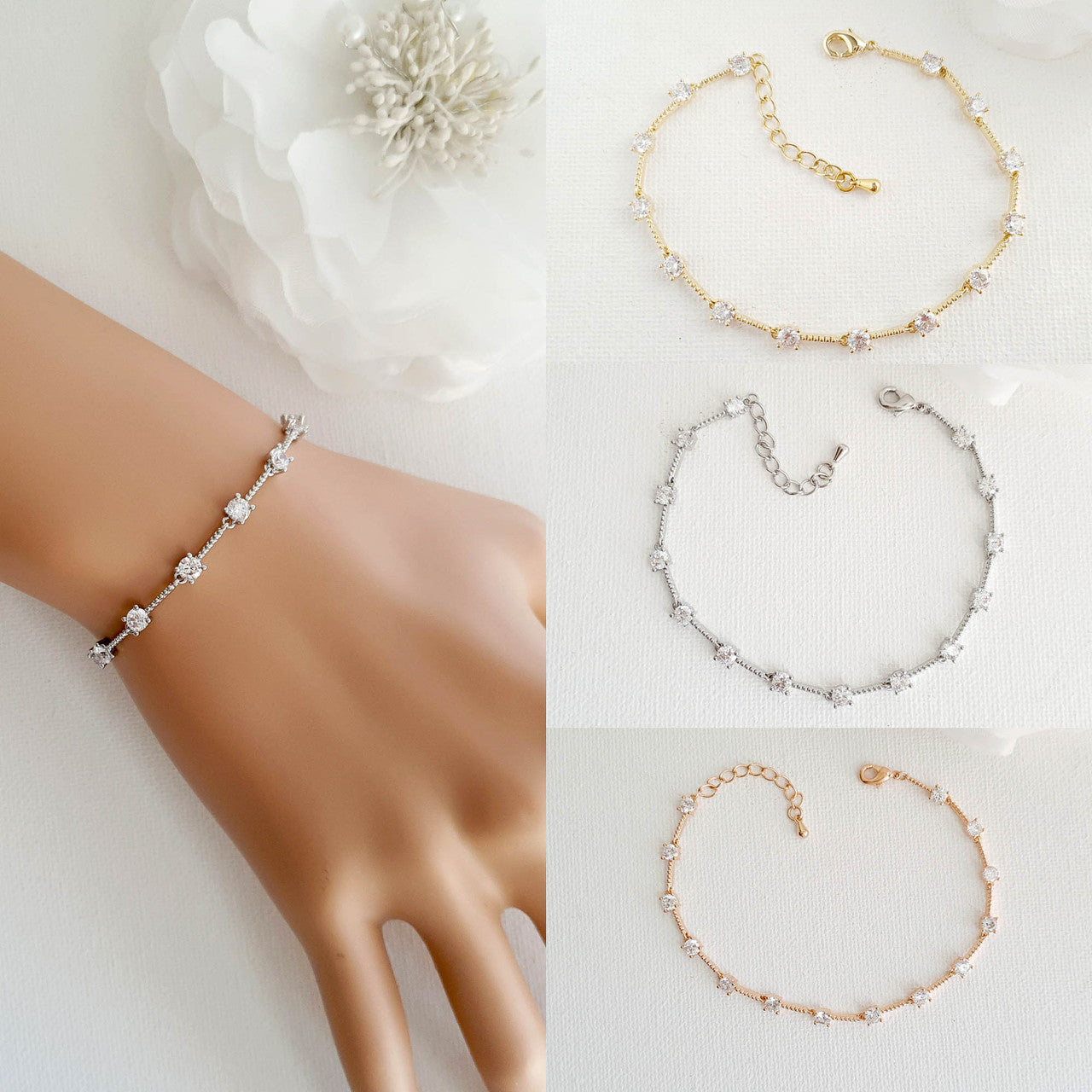 Simple Rose Gold Bracelet for Brides-Ginger