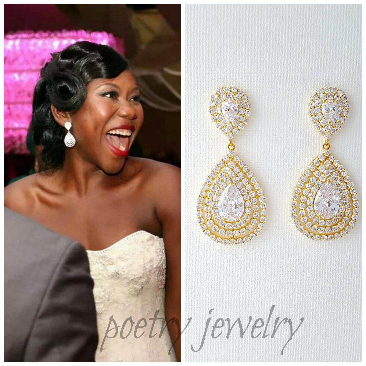 A Feature Piece, Layered Gold Earrings for Wedding & Formal Look Poetry Designs A Feature Piece, Layered Gold Earrings for Wedding & Formal Look Poetry Designs