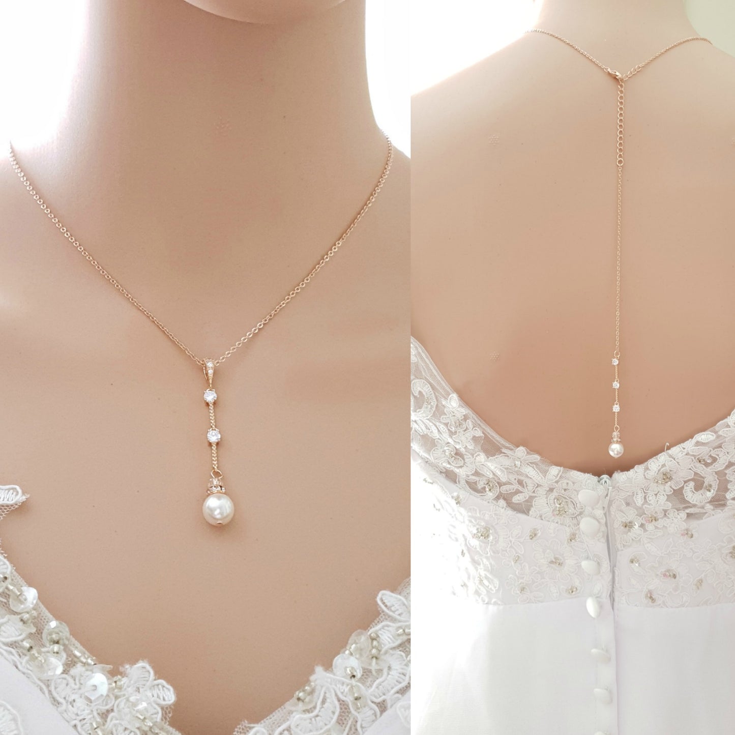 Slim Necklace Earring Bridal Jewelry Set- Ginger